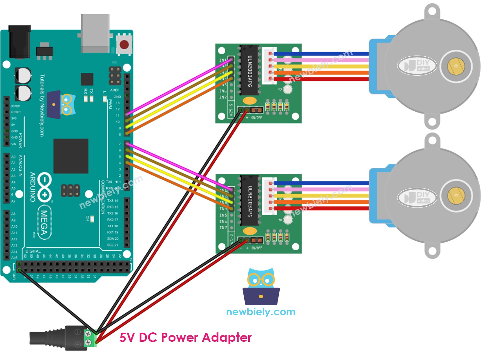 Arduino zwei Schrittmotor ULN2003-Treiber Schaltplan