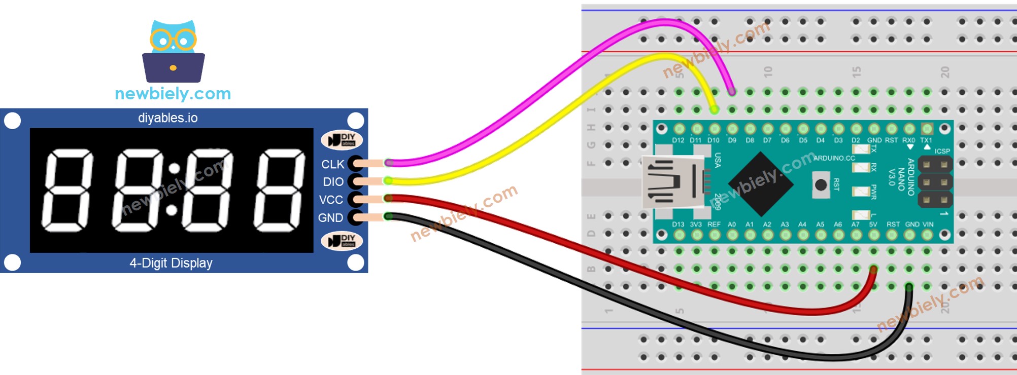 Arduino Nano TM1637-Modul Verdrahtungsdiagramm