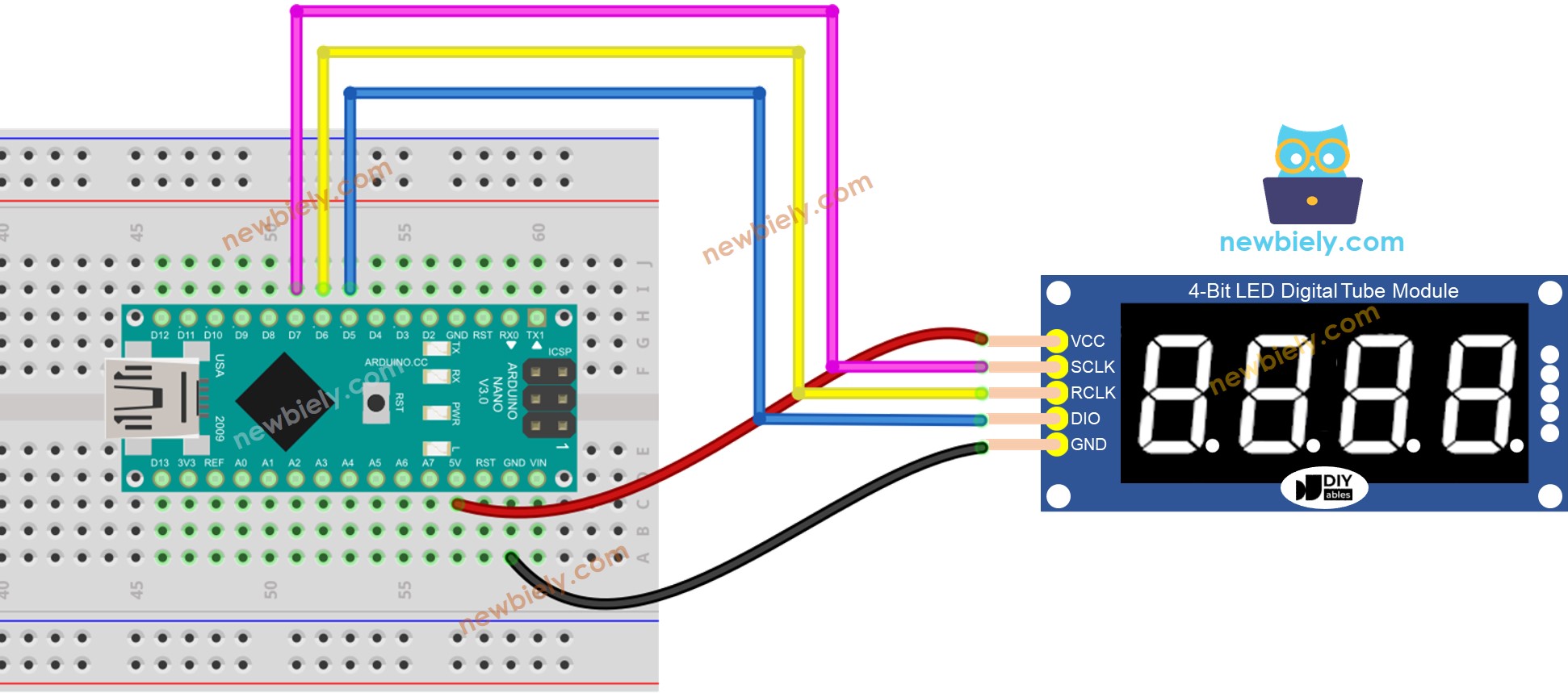 Schaltplan des Arduino Nano 74HC595-Moduls