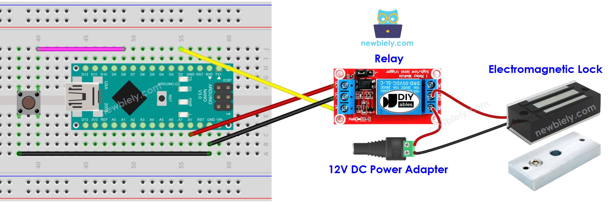 Arduino Nano-Taste Verdrahtungsdiagramm für elektromagnetische Türverriegelung