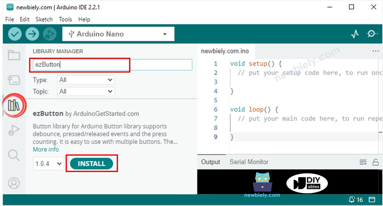 Arduino Nano Schaltflächen-Bibliothek