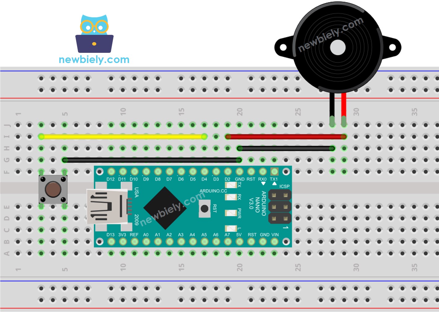 Arduino Nano Taster Piezo-Buzzer Schaltplan