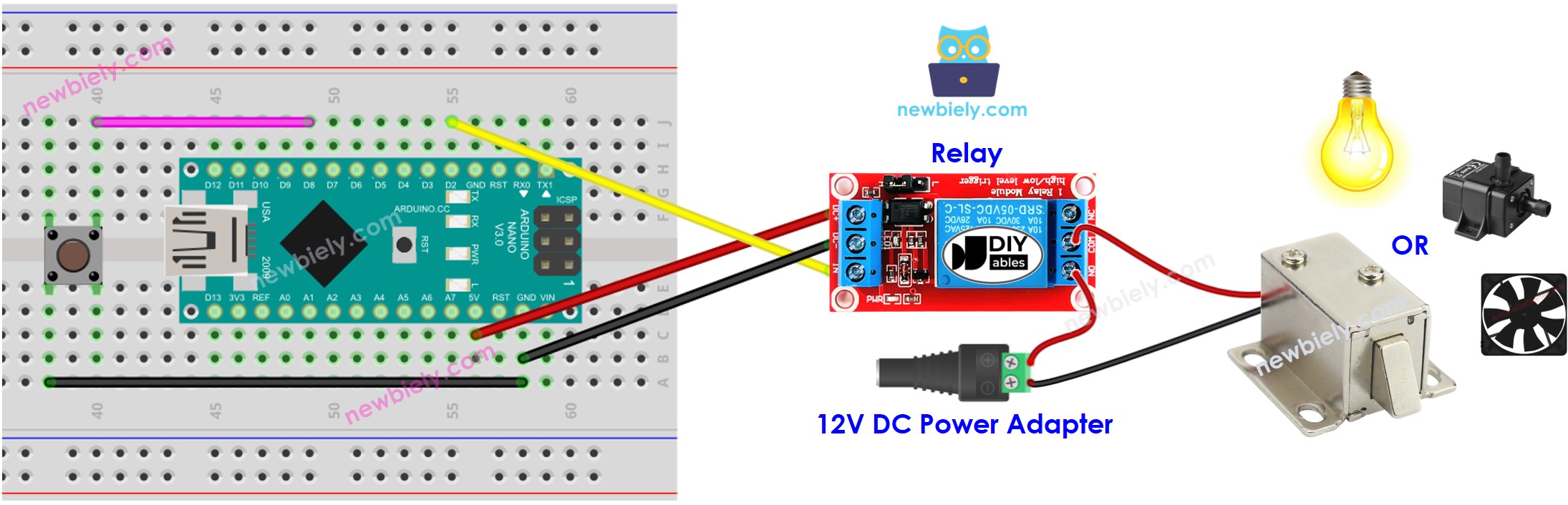 Arduino Nano Taster-Relais-Schaltplan