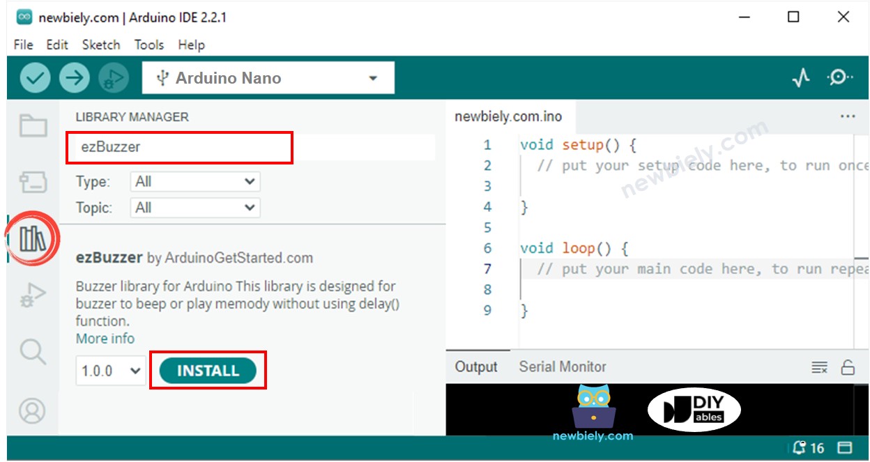 Arduino Nano Buzzer-Bibliothek