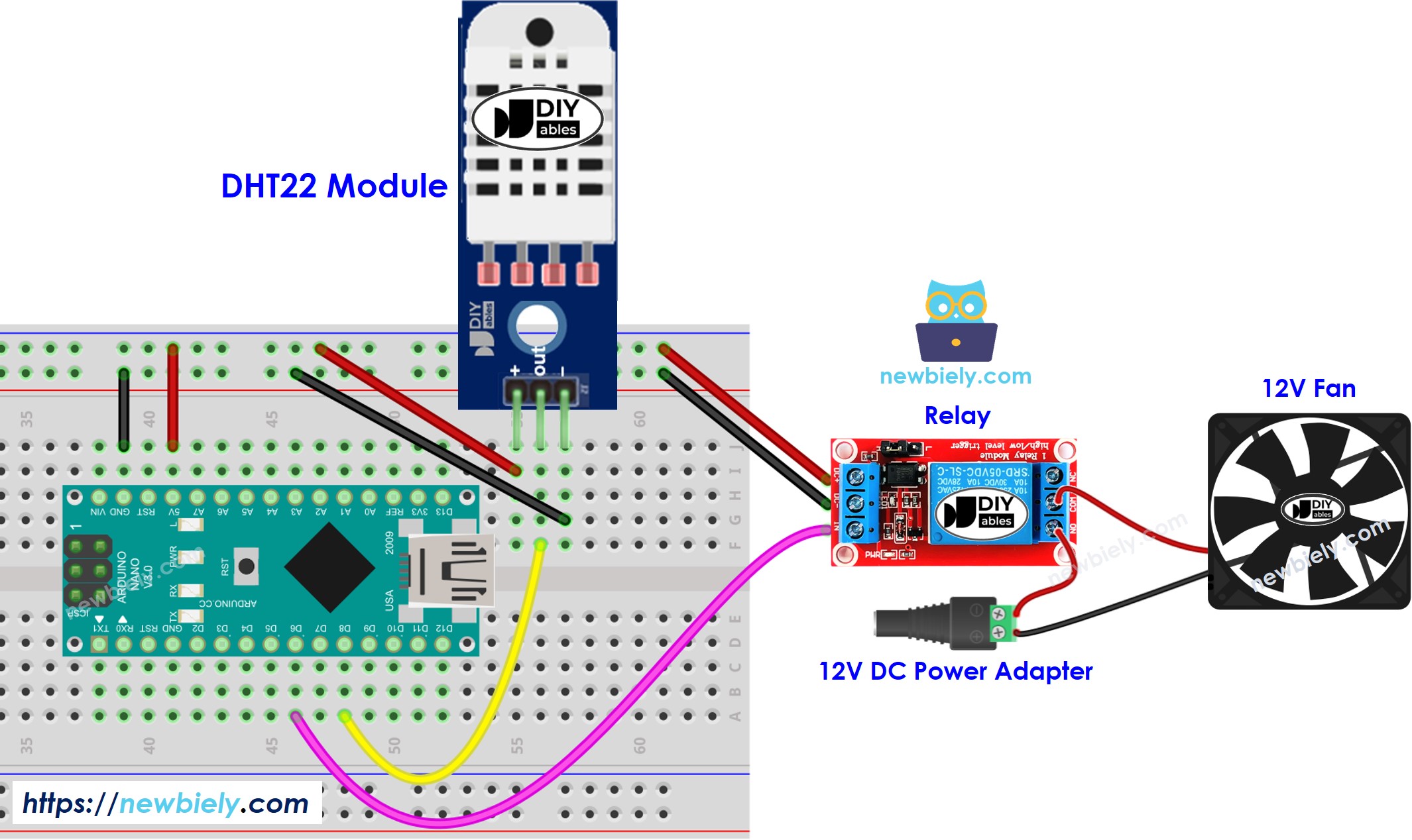 Schaltplan des Kühlsystems mit Lüfter für Arduino Nano