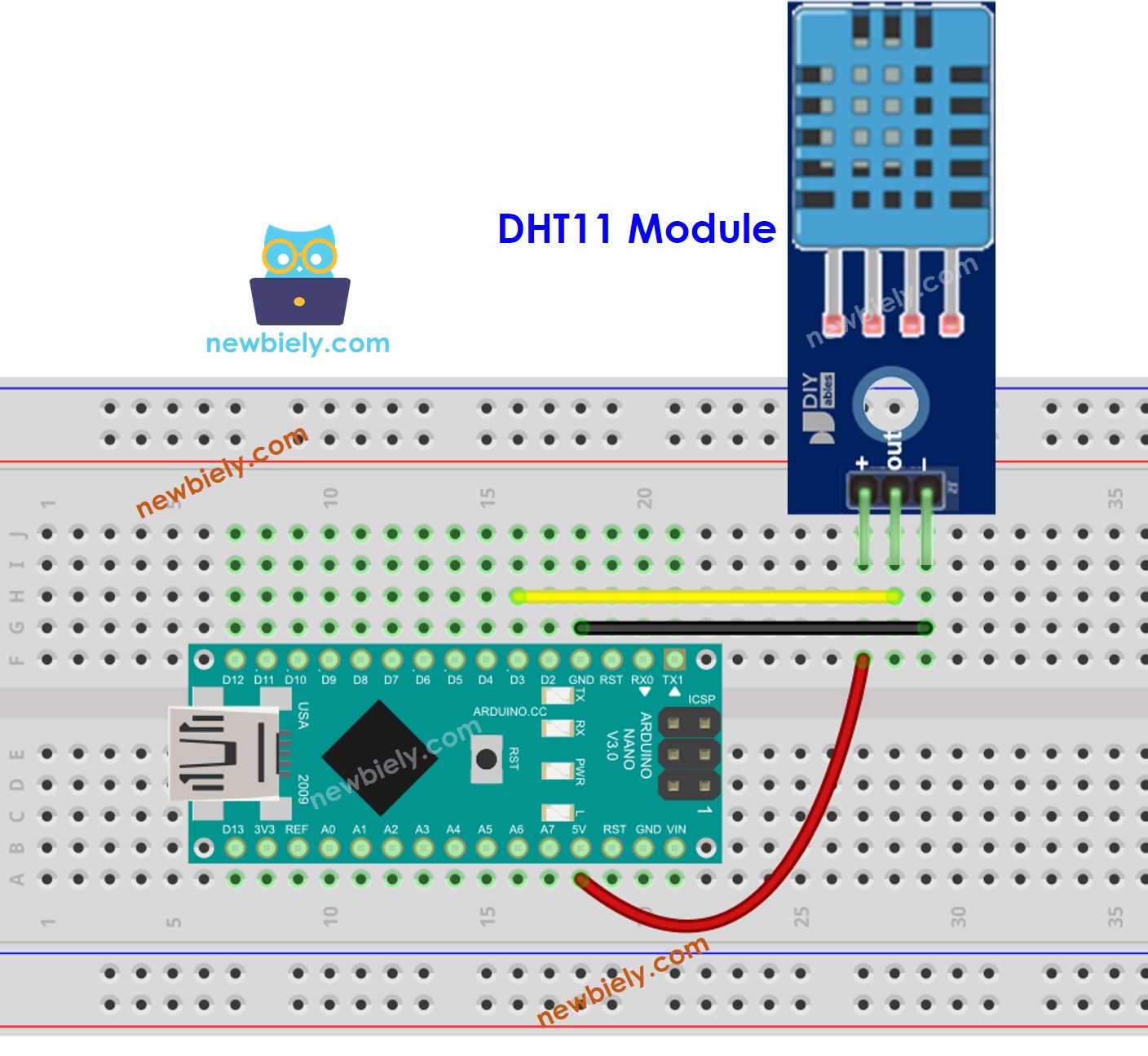 Arduino Nano DHT11 Temperatur- und Feuchtigkeitsmodul Schaltplan