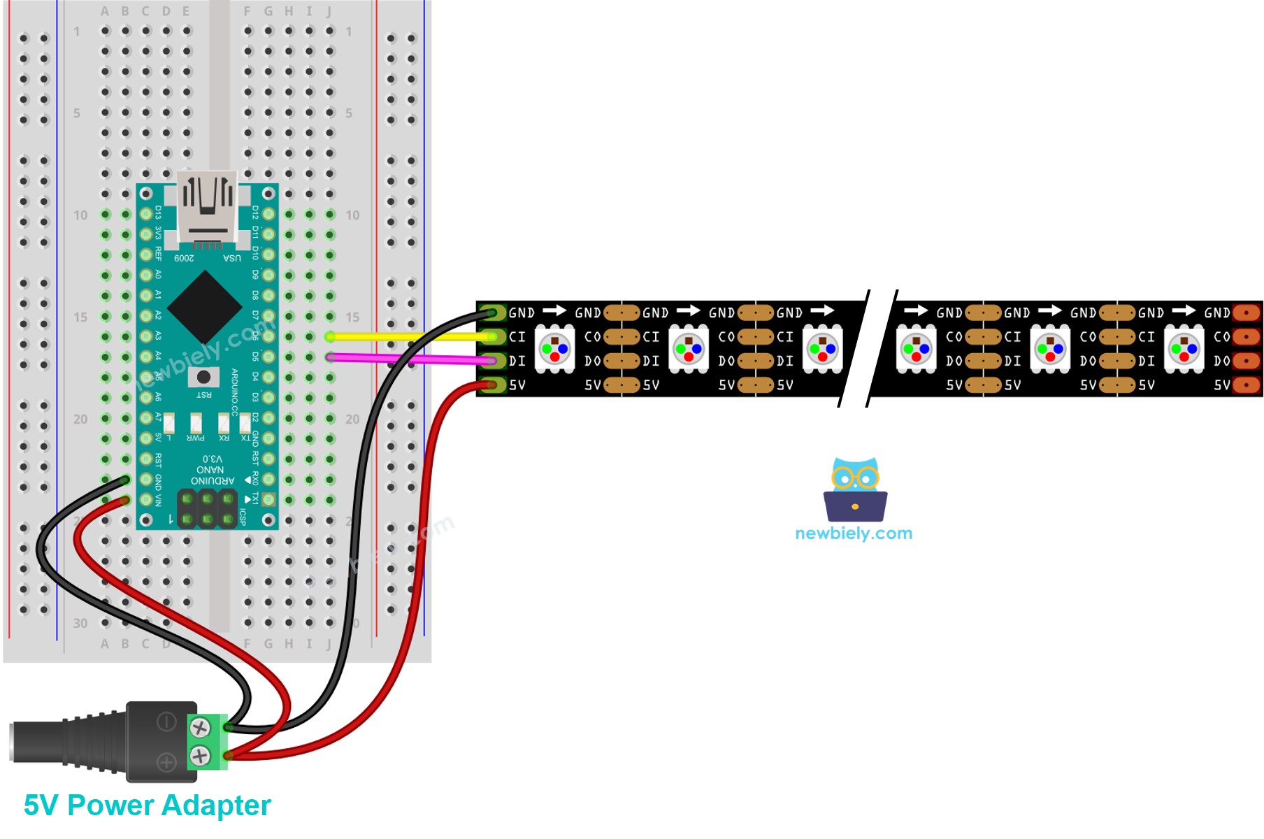 Arduino Nano DotStar RGB-LED-Streifen Schaltplan