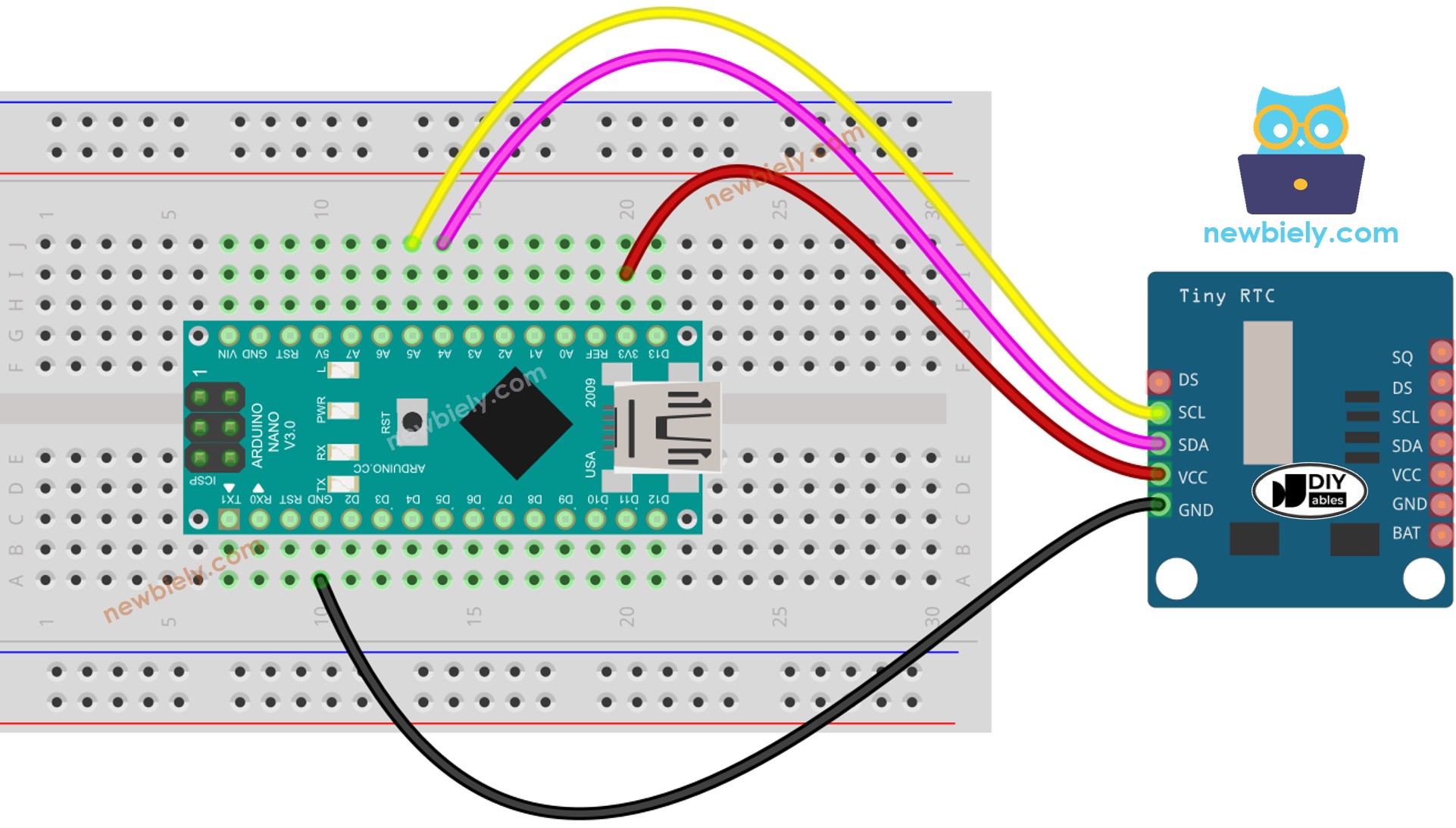 Arduino Nano Echtzeituhr DS1307 Schaltplan