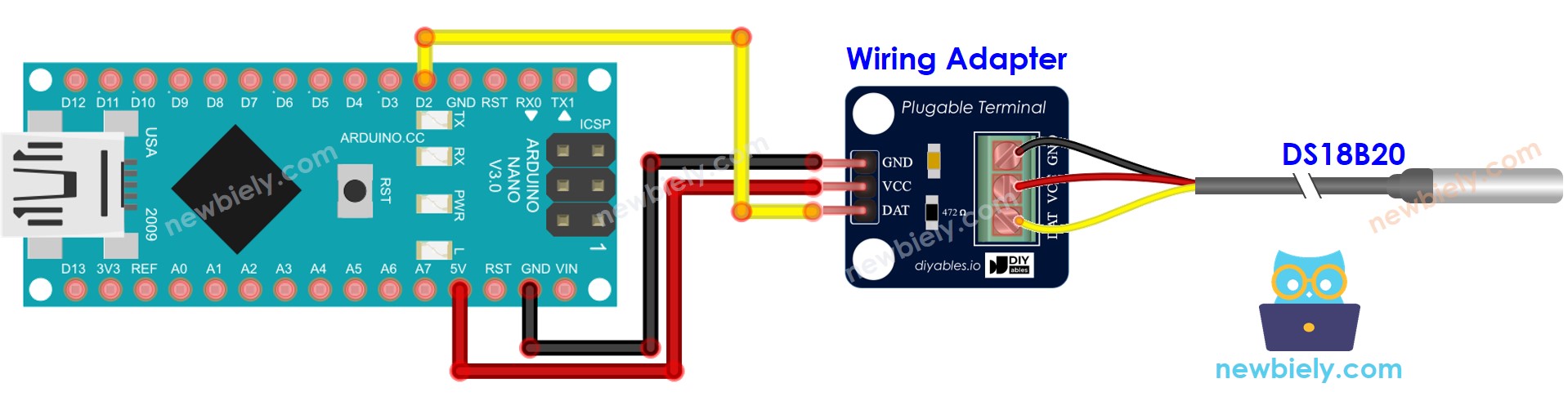 Schaltplan für Arduino Nano DS18B20