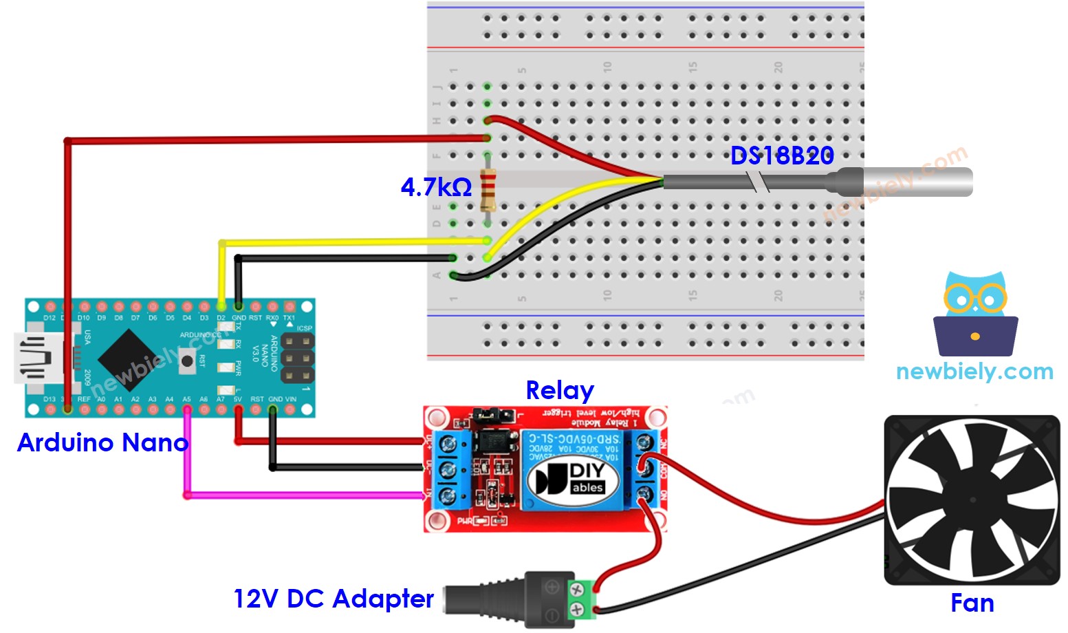 Schaltplan des Arduino Nano-Kühlgebläse-Systems