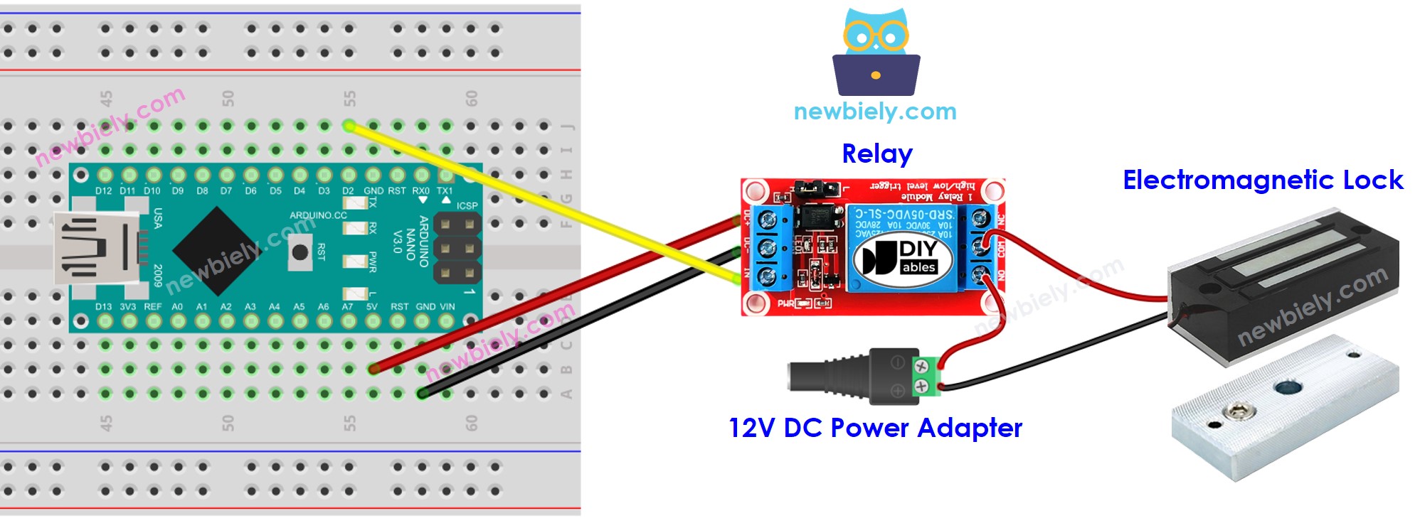 Arduino Nano elektromagnetische Türverriegelung Verdrahtungsdiagramm