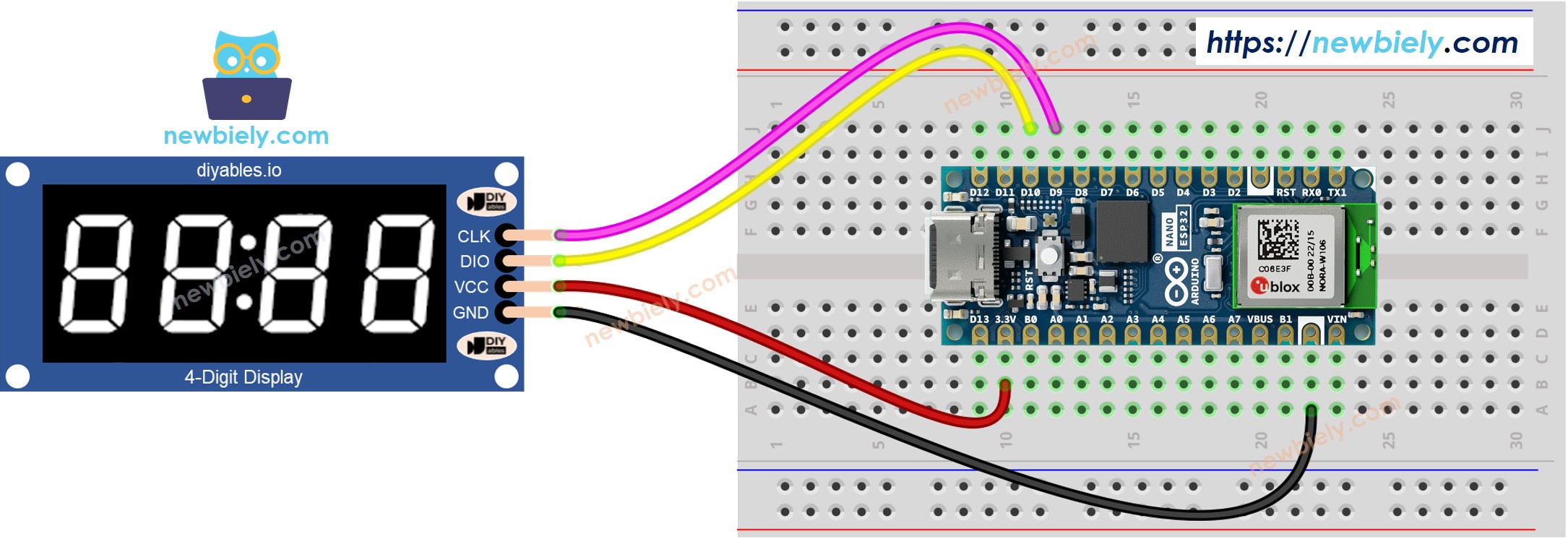 Arduino Nano ESP32 TM1637-Modul Schaltplan