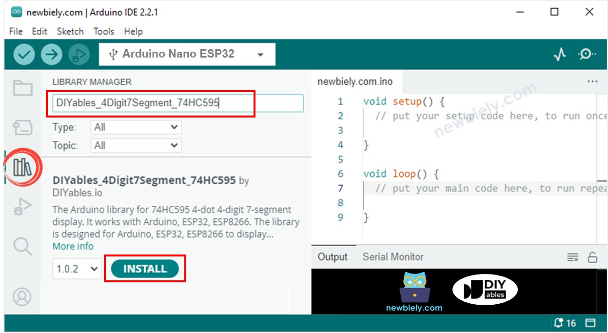 Arduino Nano ESP32 74HC595 4-stellige 7-Segmentanzeige-Bibliothek