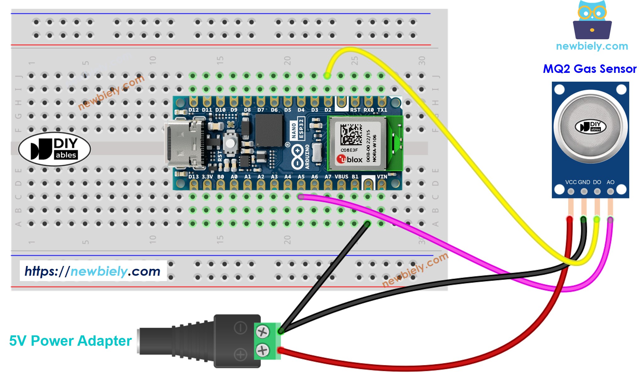 Arduino Nano ESP32 Luftqualitäts-Schaltplan