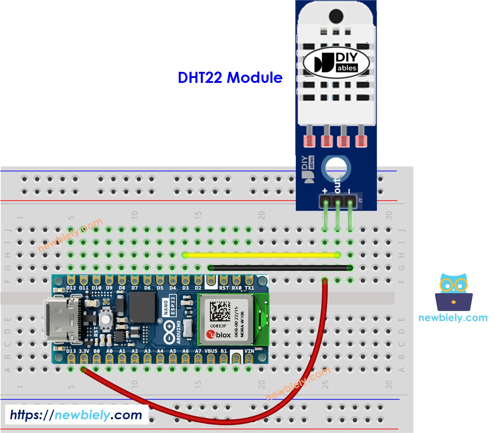 Arduino Nano ESP32 DHT22 Temperatur- und Feuchtigkeitsmodul Schaltplan