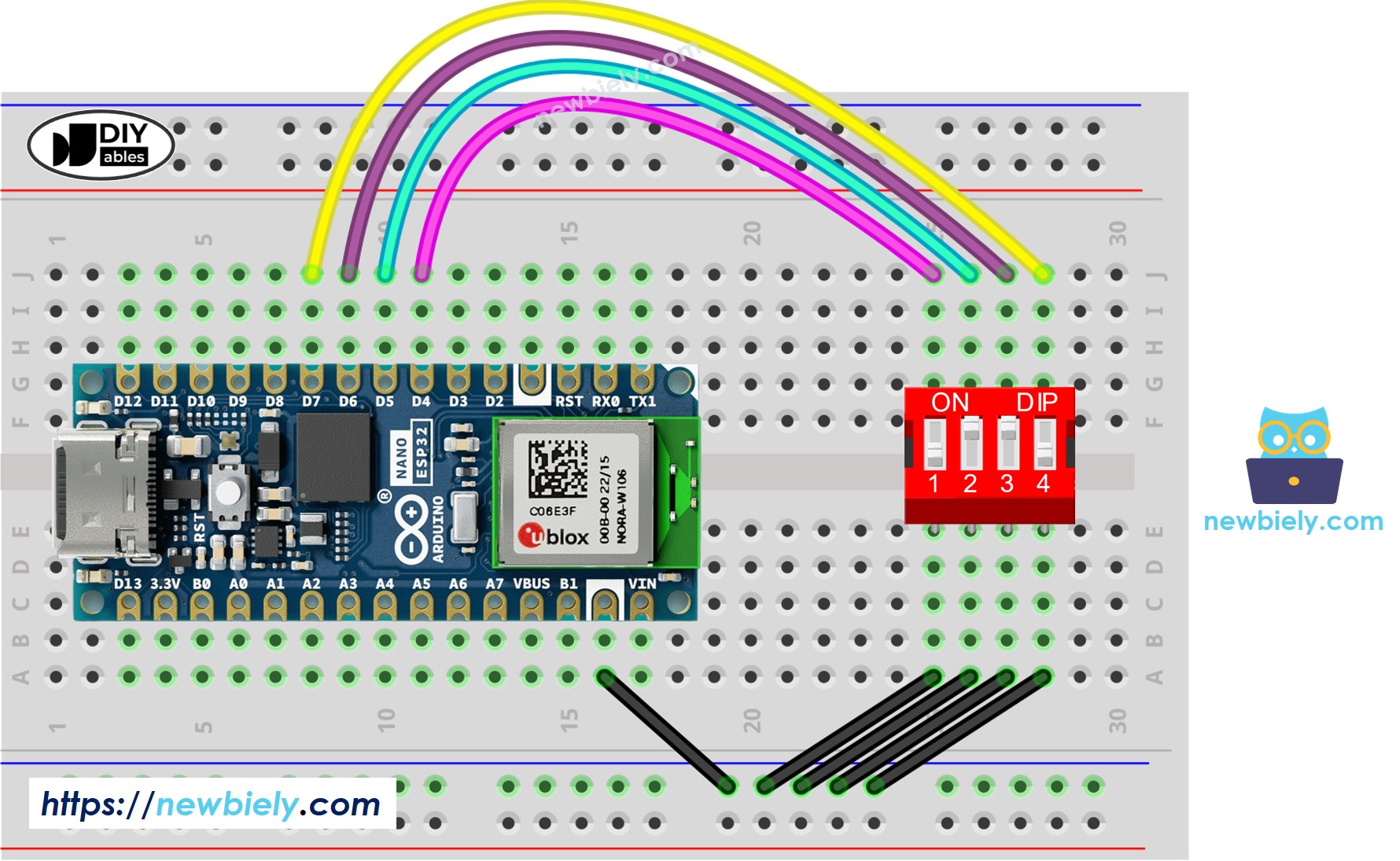 Arduino Nano ESP32 DIP-Schalter-Schaltplan