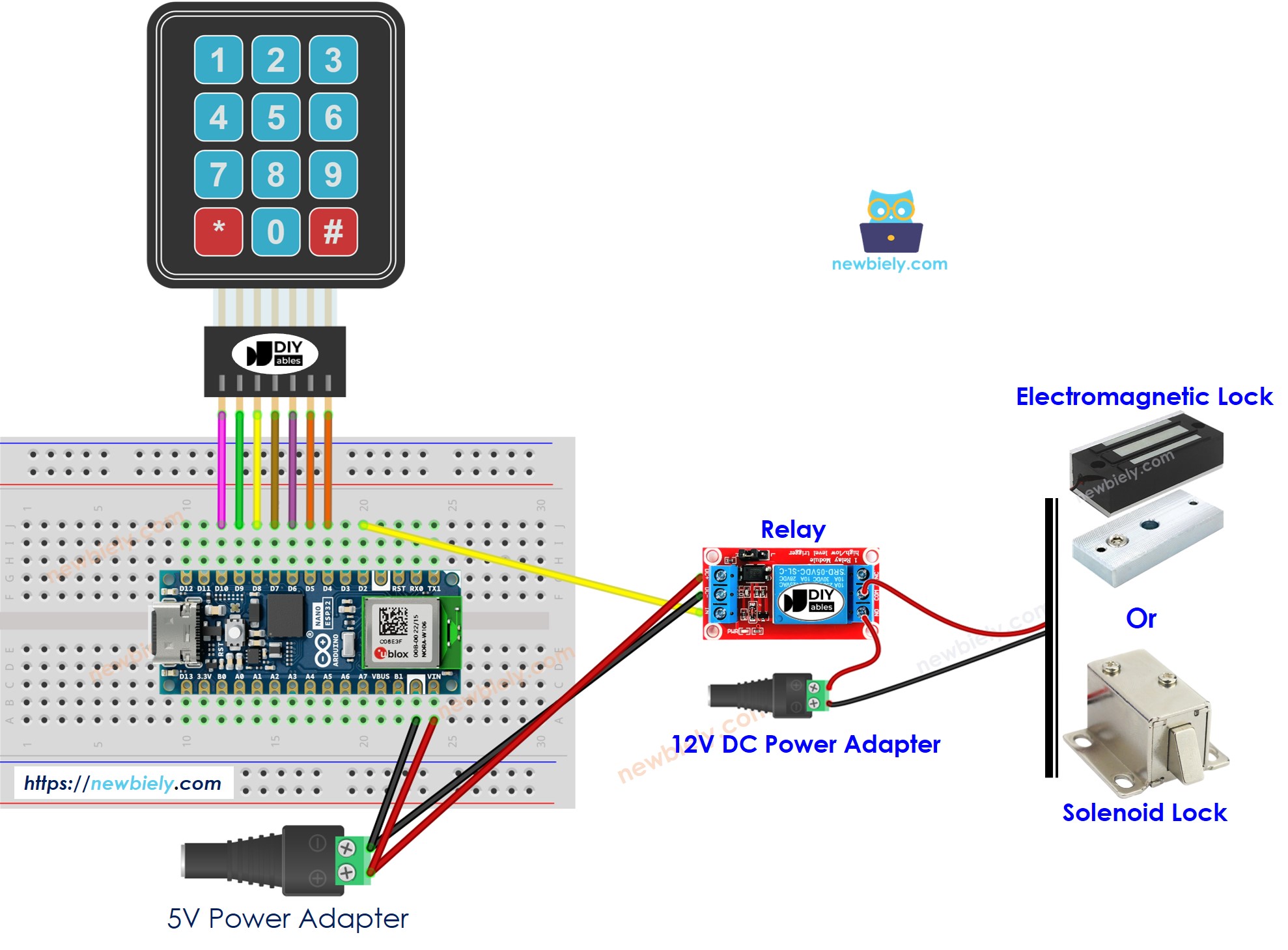 Schaltplan für das Türschloss-System Arduino Nano ESP32