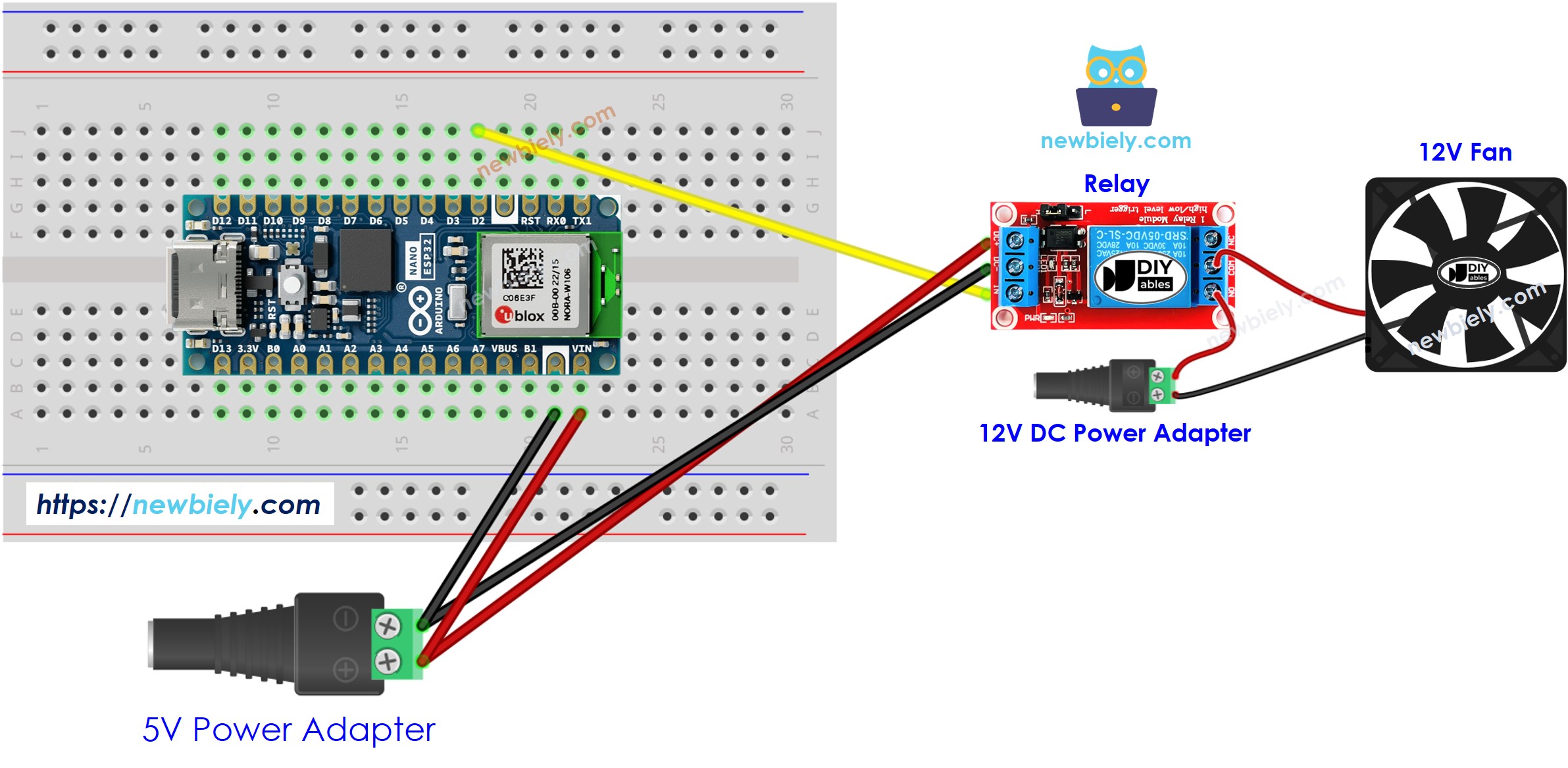 Arduino Nano ESP32 Lüfter-Verdrahtungsdiagramm