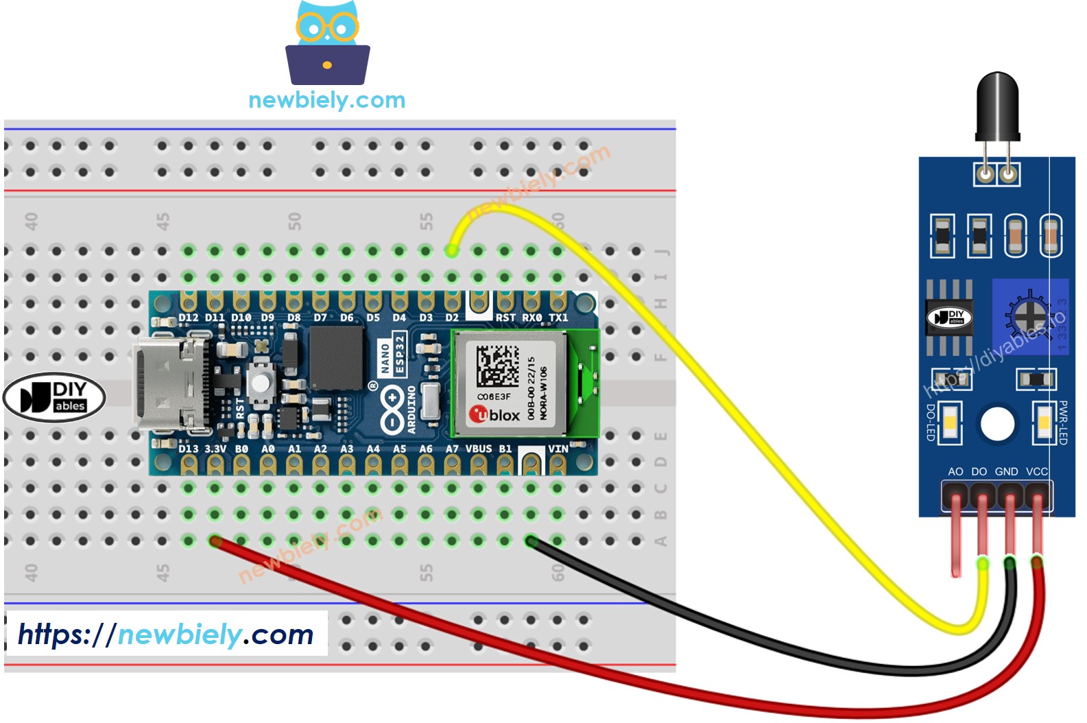 Arduino Nano ESP32 Flammensensor-Schaltplan