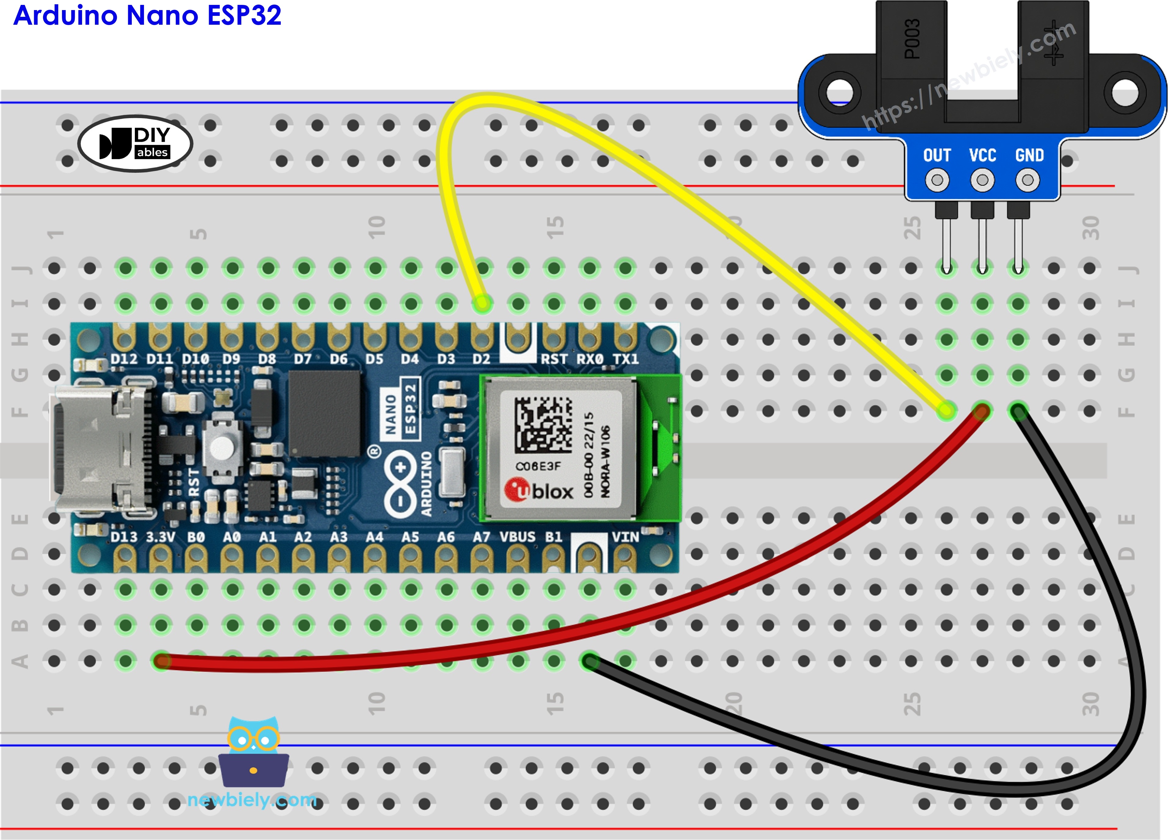 Arduino Nano ESP32 IR-Gabellichtschranke Verdrahtungsdiagramm