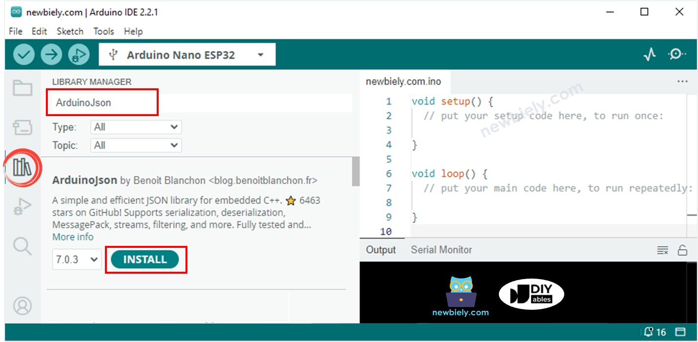 Arduino Nano ESP32 JSON-Bibliothek