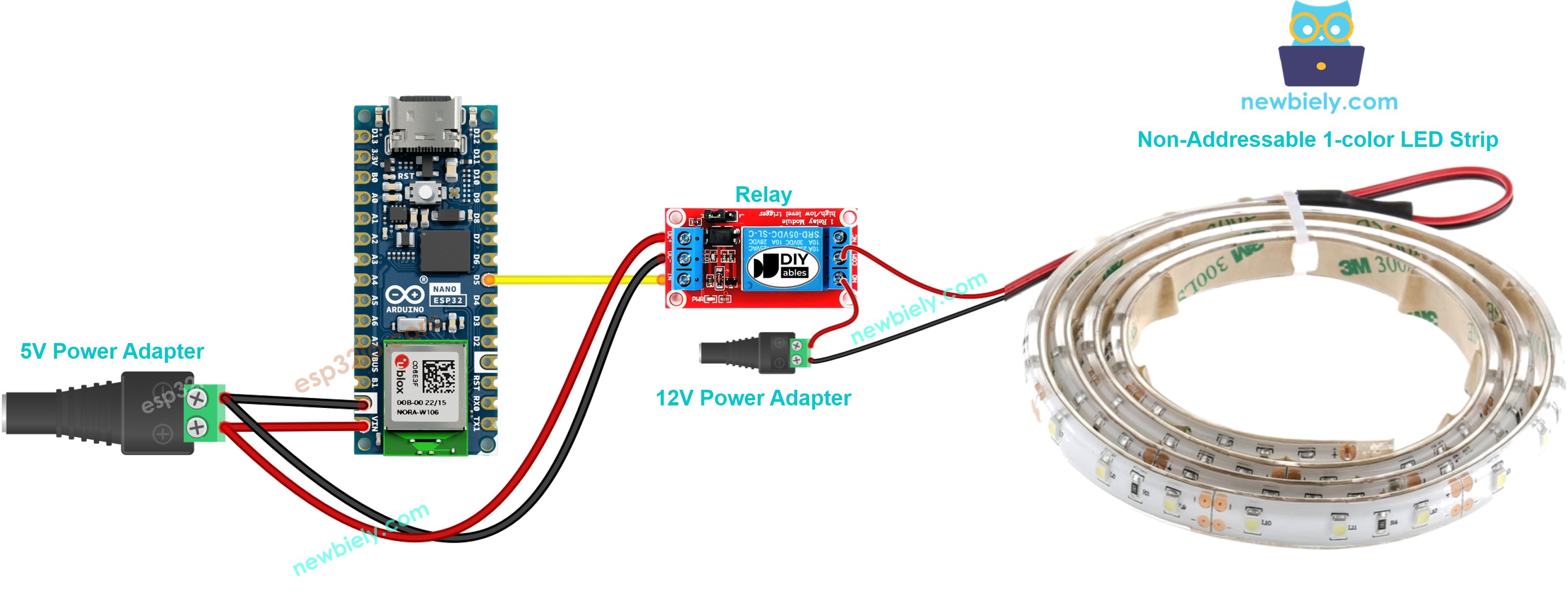 Arduino Nano ESP32 12-V LED-Streifen-Schaltplan
