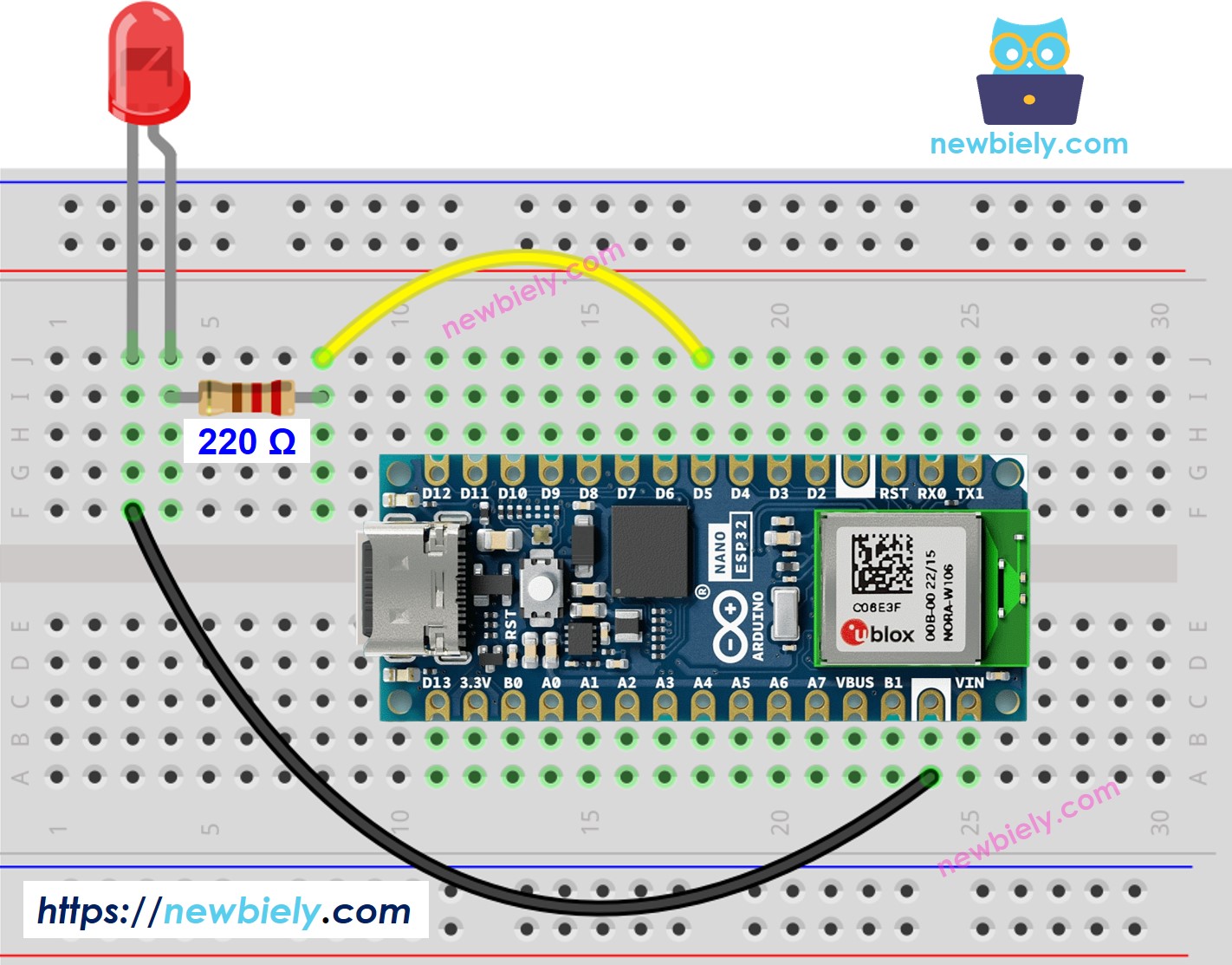 Arduino Nano ESP32 LED-Schaltplan