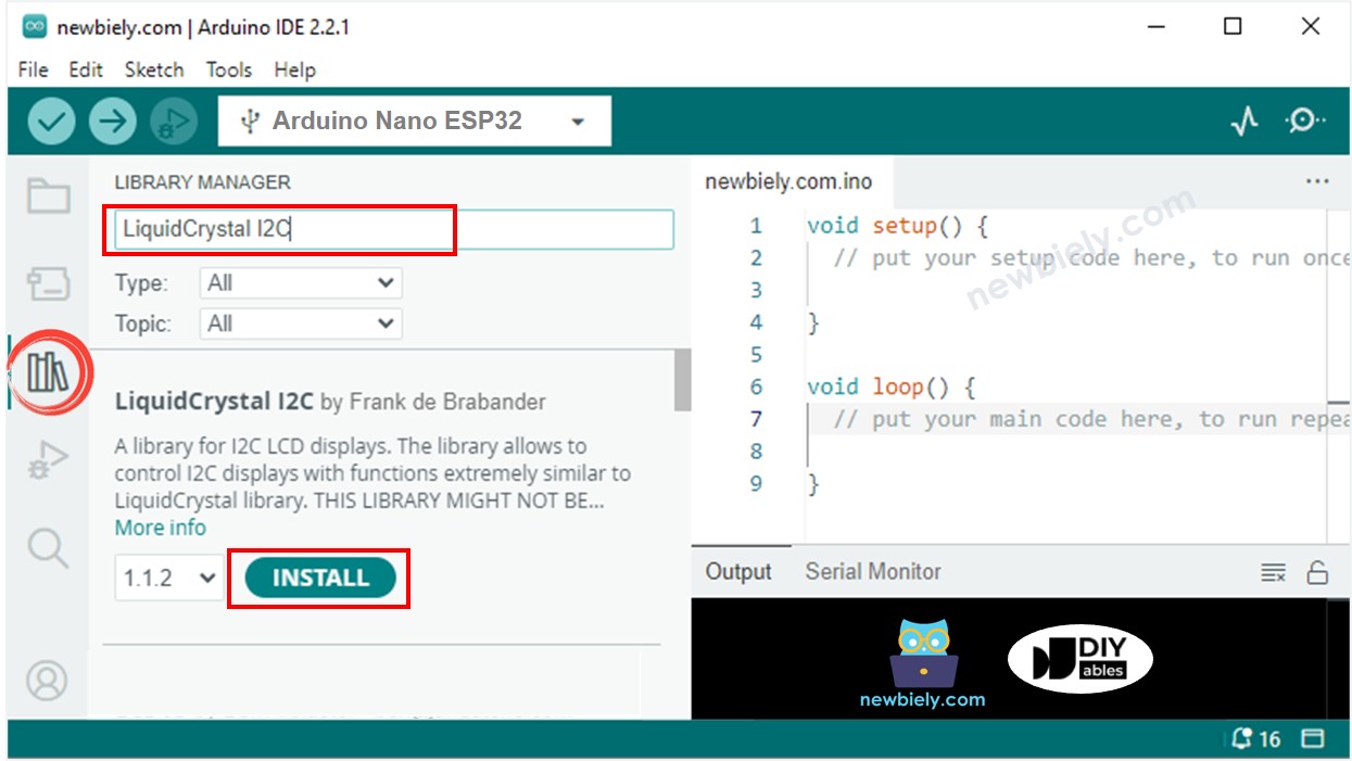 Arduino Nano ESP32 LiquidCrystal I2C-Bibliothek