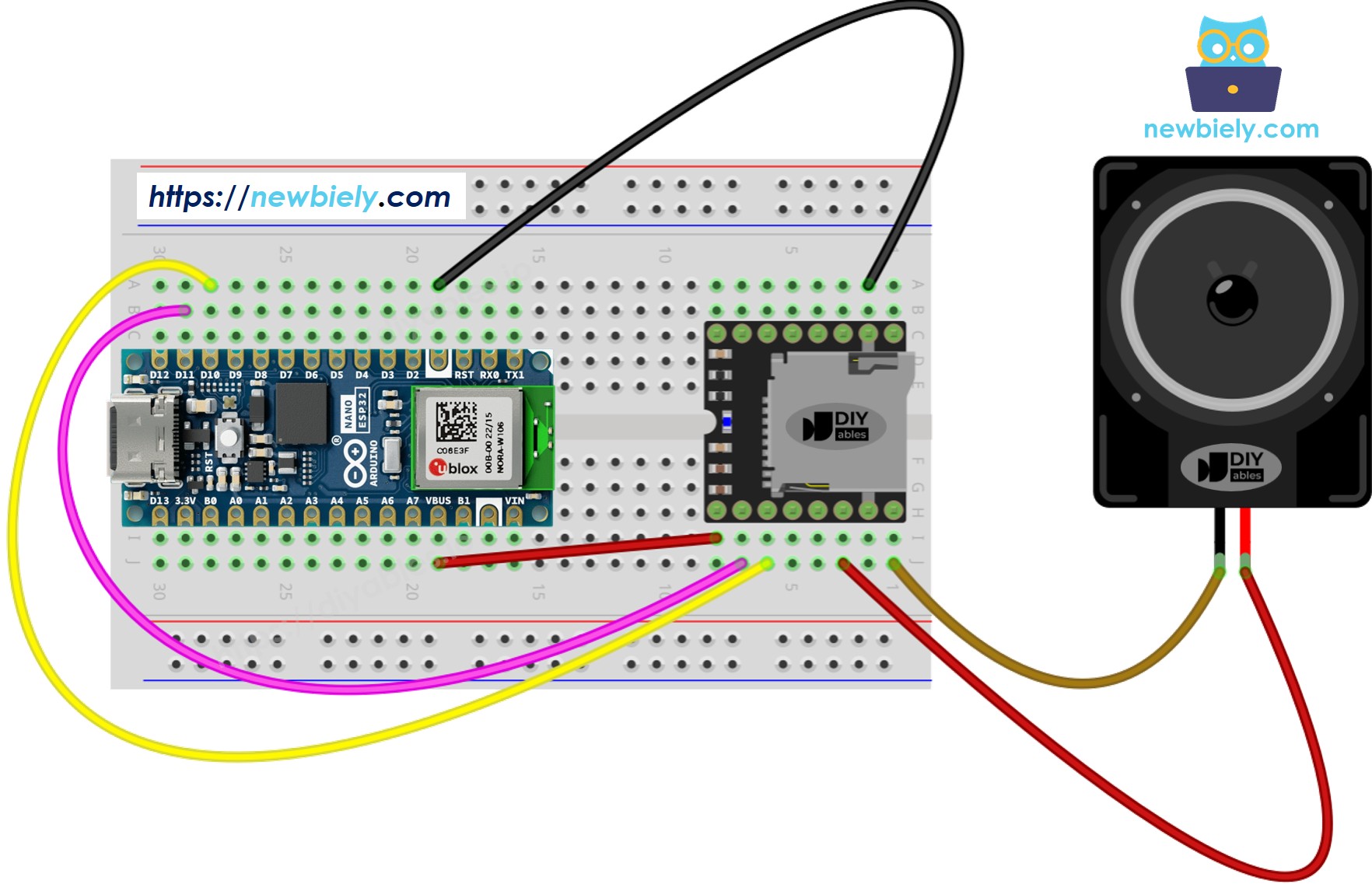 Arduino Nano ESP32 Mini Mp3 Player Schaltplan