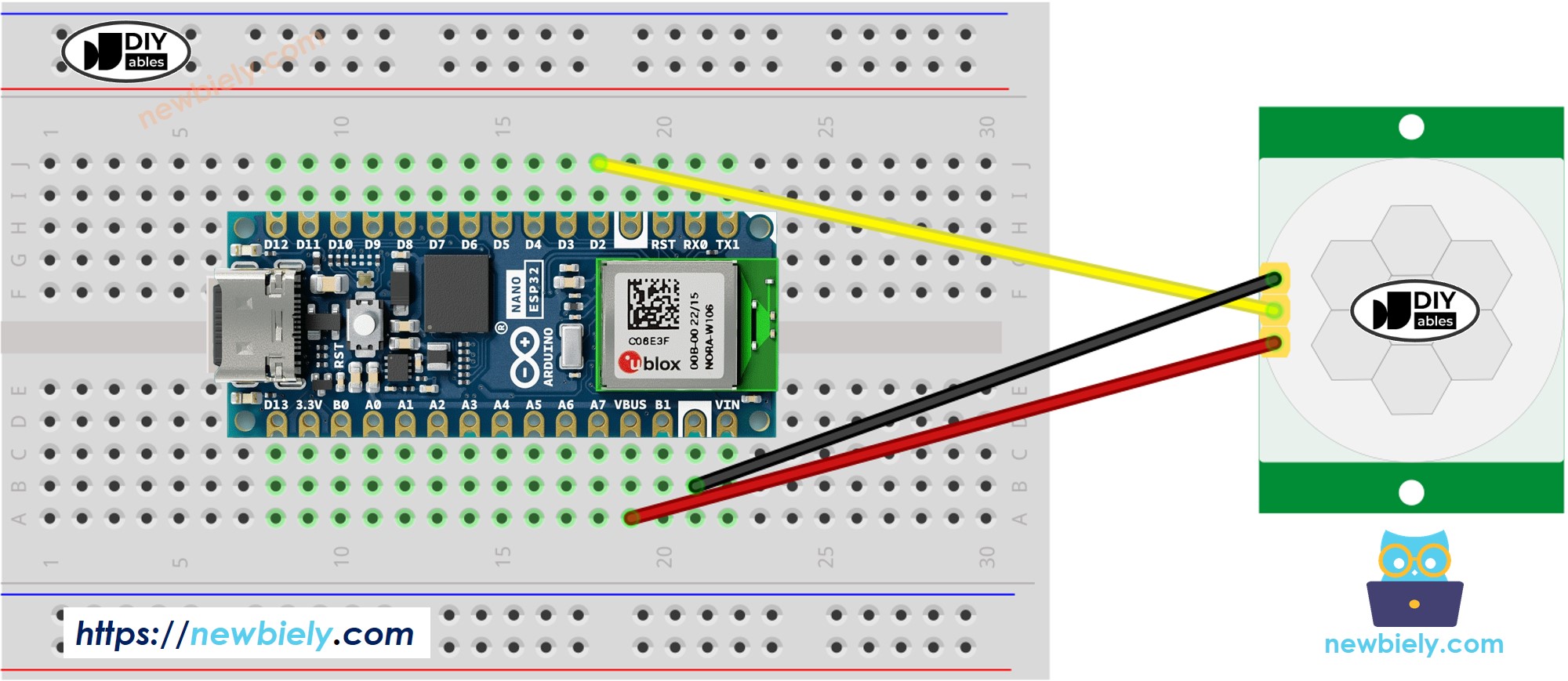 Arduino Nano ESP32 Bewegungsmelder-Verdrahtungsschema