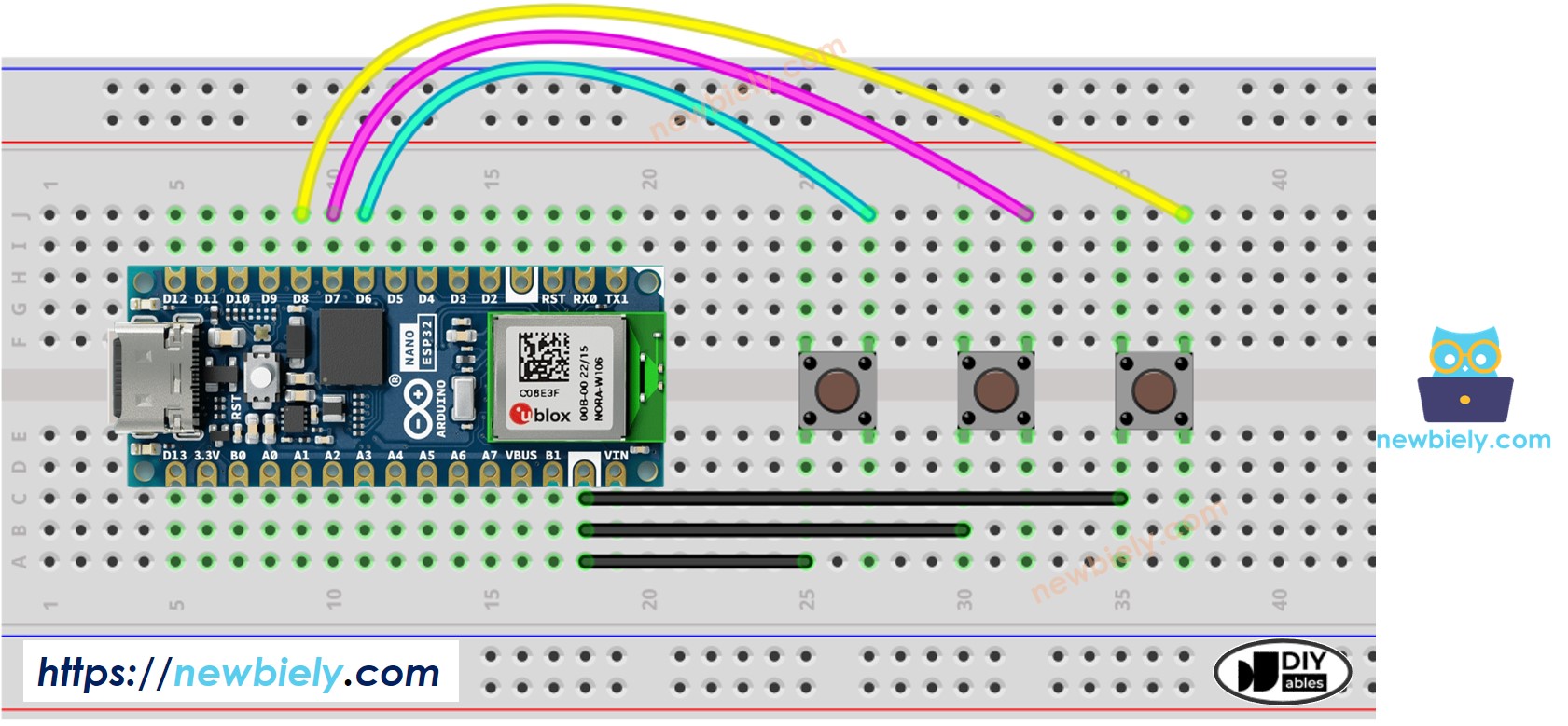 Arduino Nano ESP32 Tasterbibliothek Verdrahtungsdiagramm