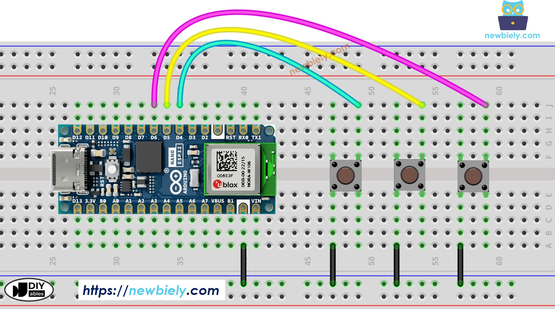 Schaltplan für mehrere Tasten am Arduino Nano ESP32