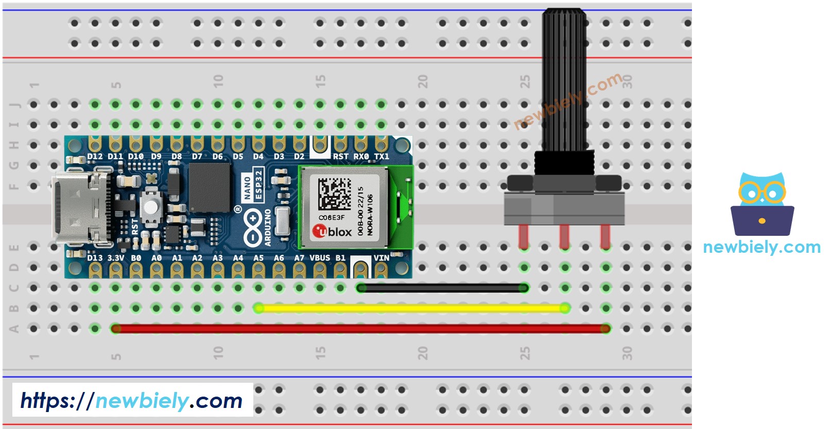 Arduino Nano ESP32 Potentiometer-Schaltplan