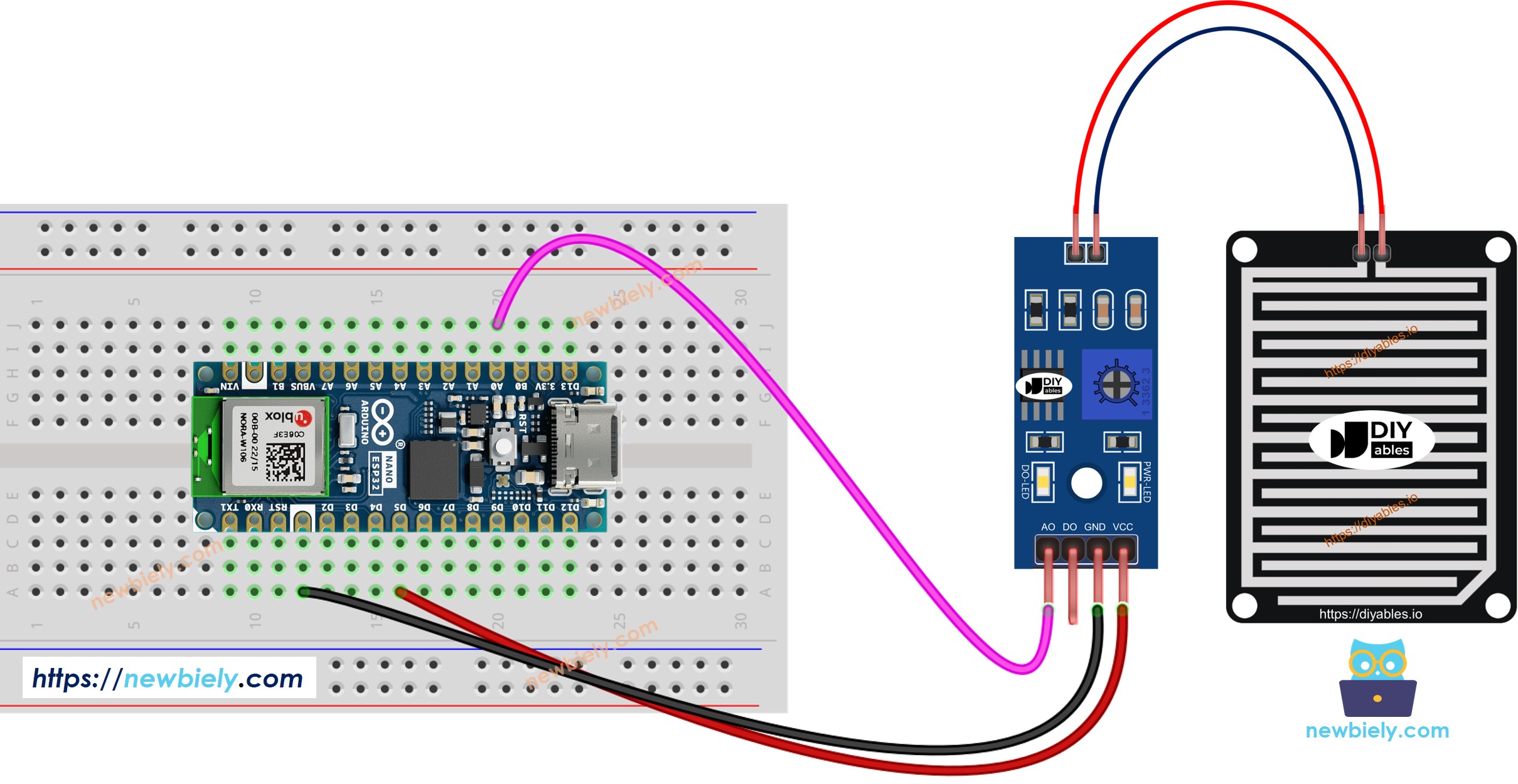 Arduino Nano ESP32 Regen-Erkennung Schaltplan