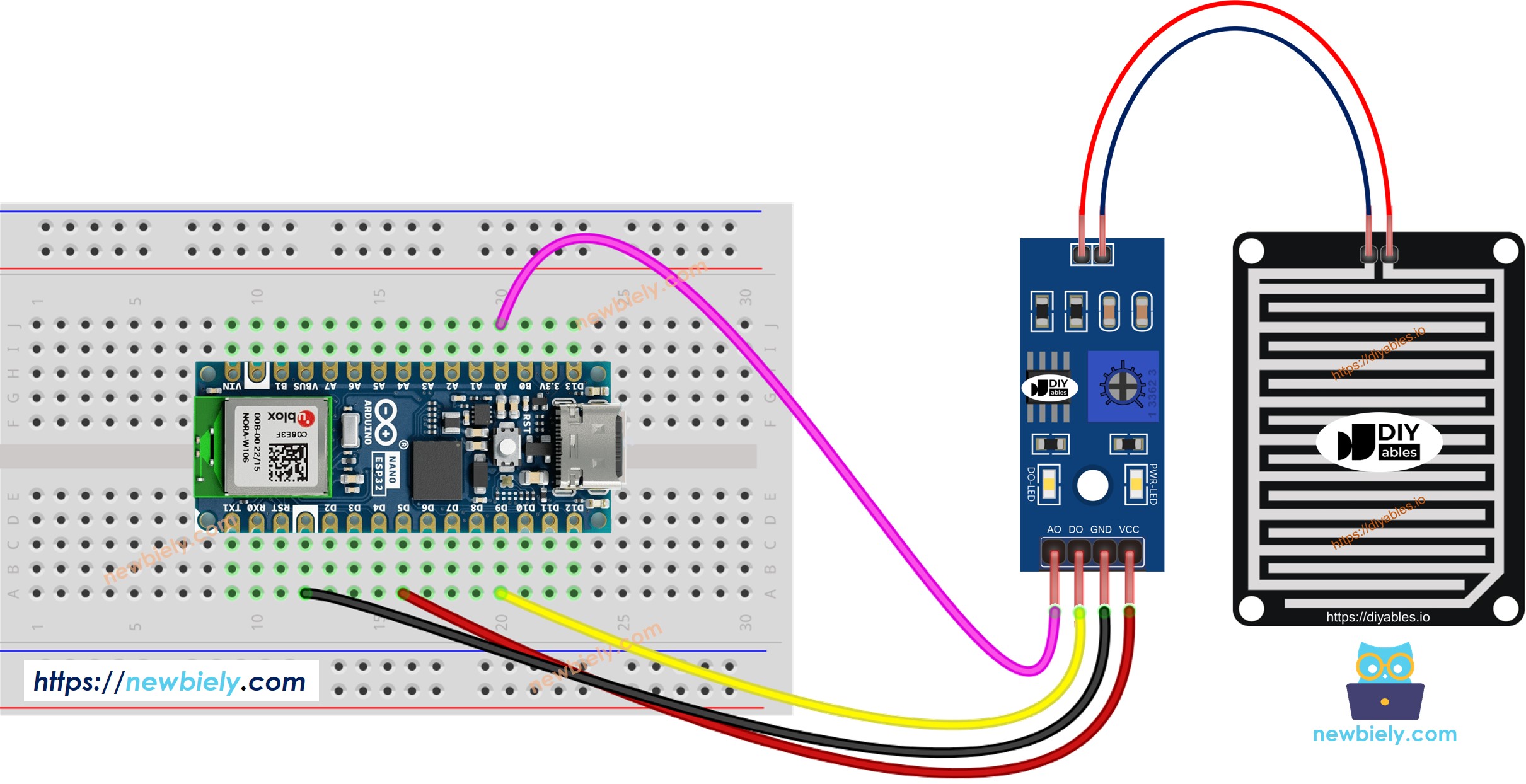 Arduino Nano ESP32 Regenmelder-Schaltplan