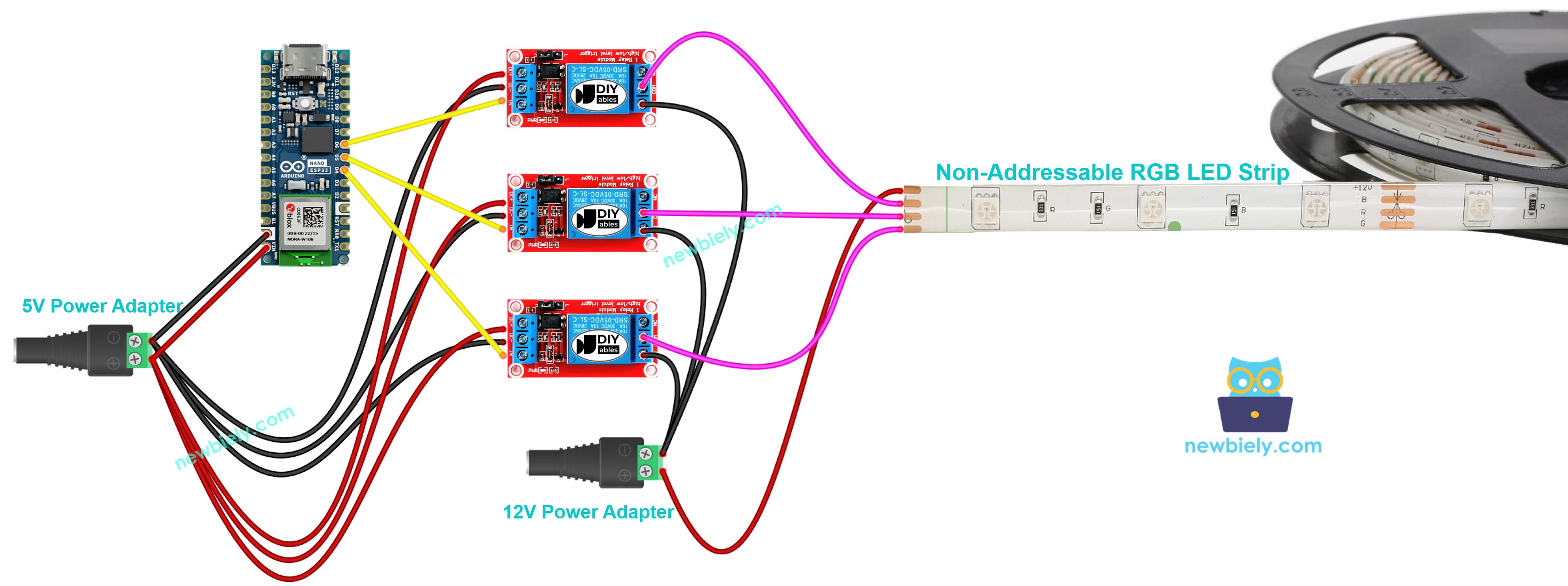 Arduino Nano ESP32 12V LED-Streifen-Schaltplan