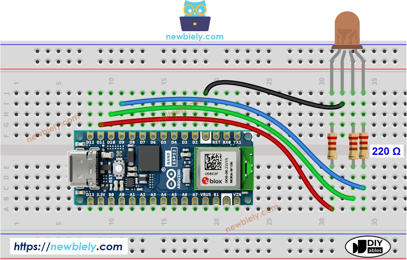 Arduino Nano ESP32 RGB-LED-Schaltplan