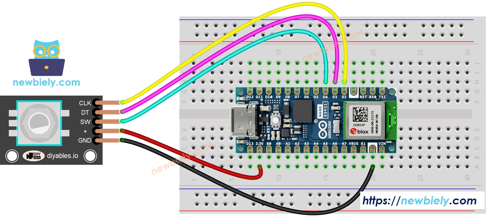 Arduino Nano ESP32 Drehencoder-Schaltplan