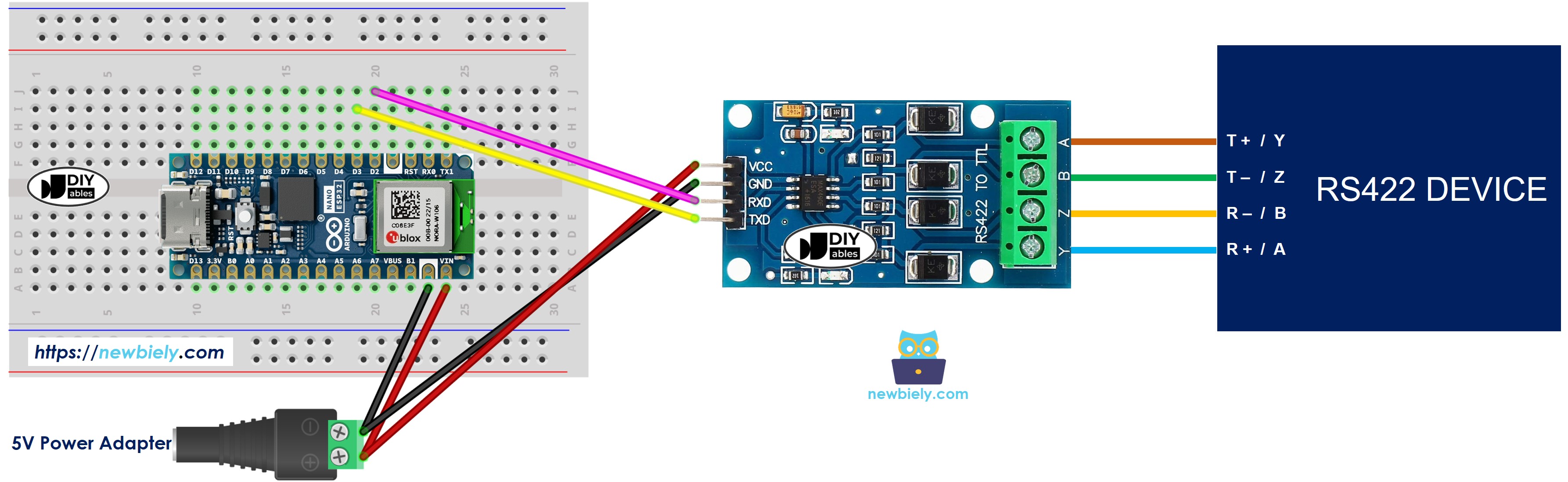 Arduino Nano ESP32 TTL zu RS422 Verdrahtungsdiagramm