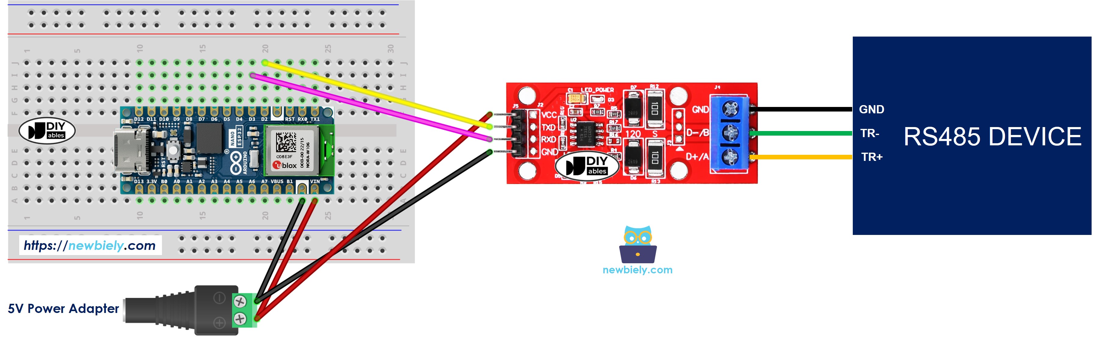 Arduino Nano ESP32 TTL zu RS485 Schaltplan