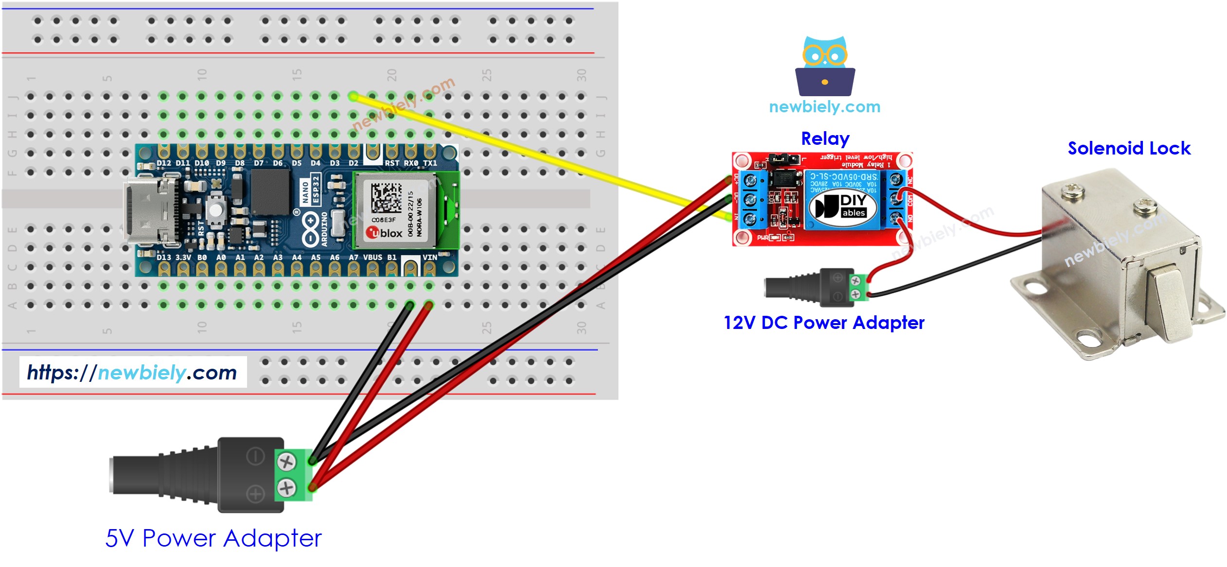 Arduino Nano ESP32 Schaltplan zur Solenoidverriegelung