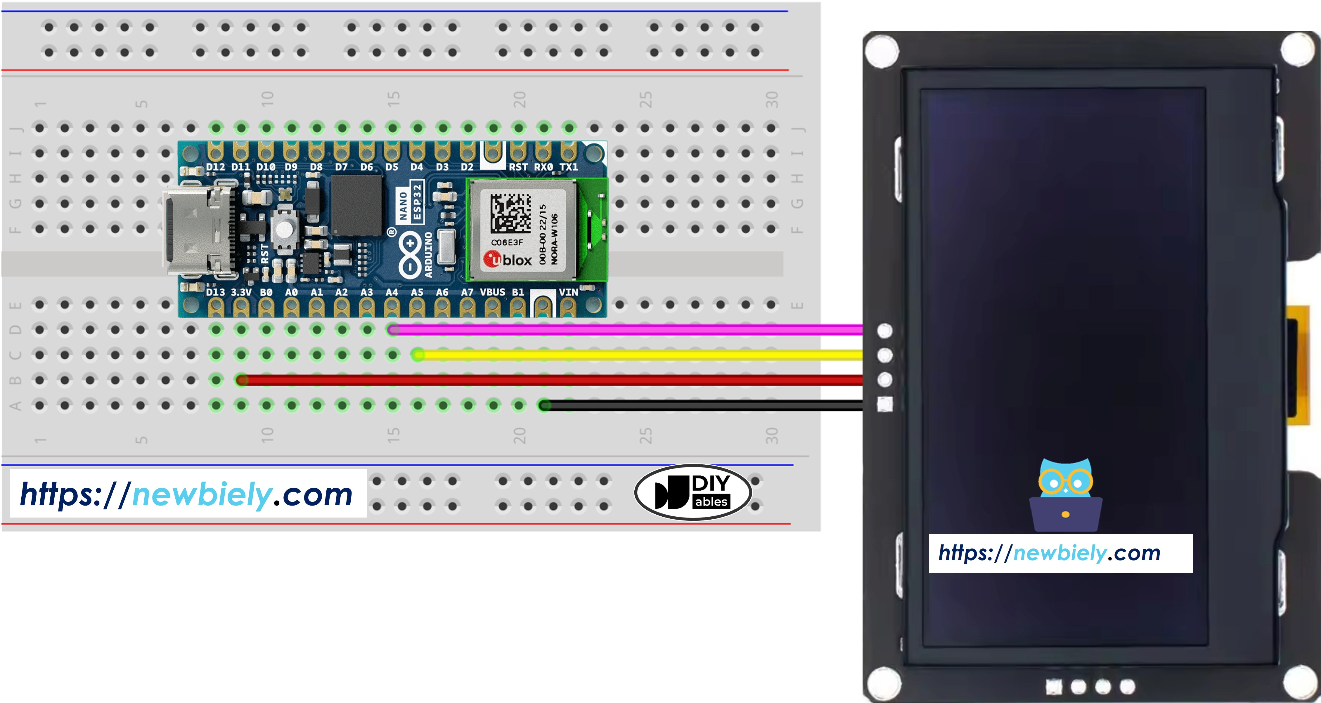 Arduino Nano ESP32 SSD1309 OLED Schaltschema