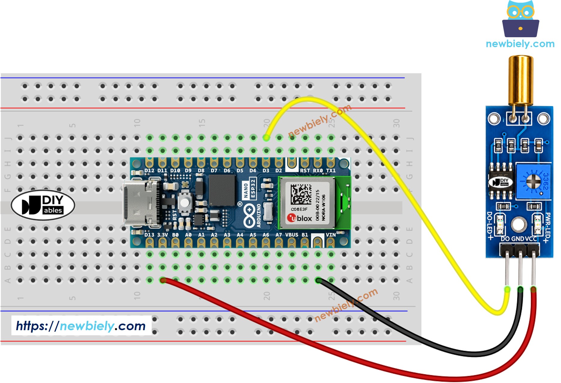 Arduino Nano ESP32 SW520D-Neigungssensor Schaltplan
