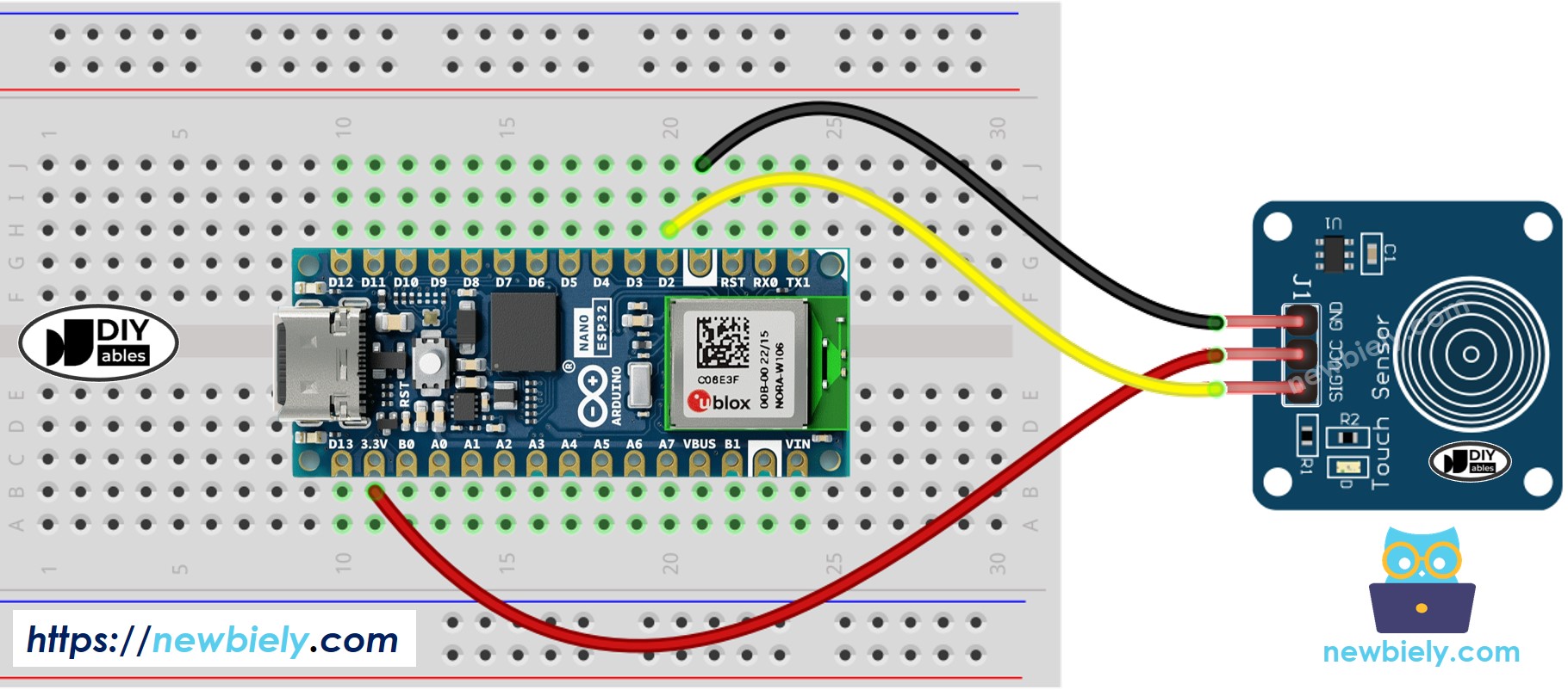 Arduino Nano ESP32 Berührungssensor-Schaltplan