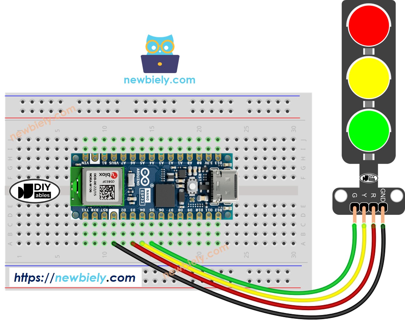 Ampel-Schaltplan für Arduino Nano ESP32