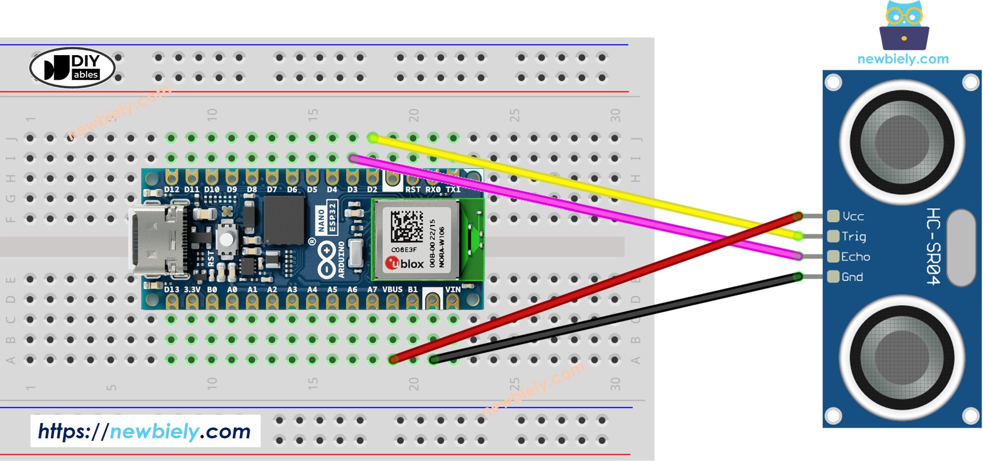 Arduino Nano ESP32 Ultraschallsensor-Schaltplan