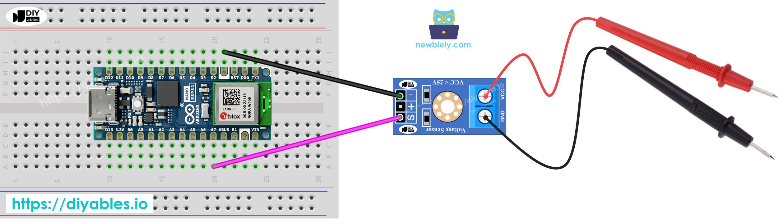 Arduino Nano ESP32 Spannungssensor-Schaltplan