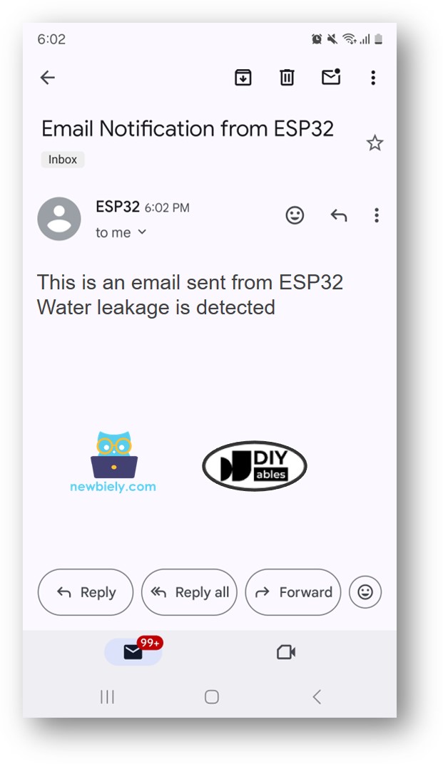 Arduino Nano ESP32 Wassersensor E-Mail