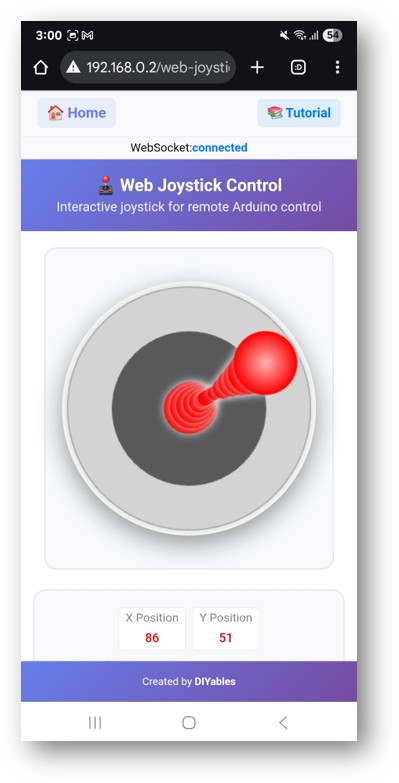 Arduino Nano ESP32 DIYables WebApp Web-Joystick-App