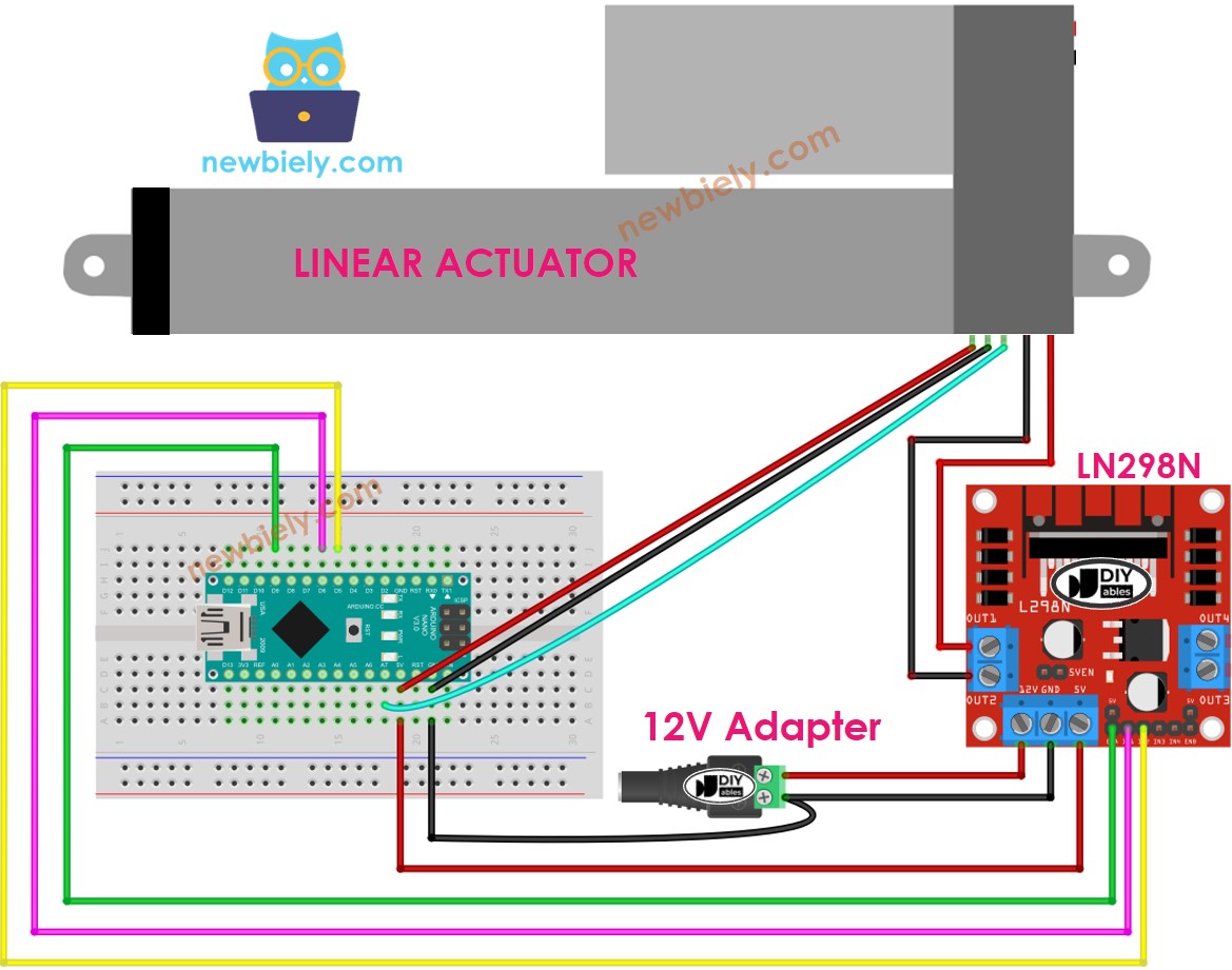 Arduino Nano Linearantrieb L298N-Treiber Verdrahtungsdiagramm